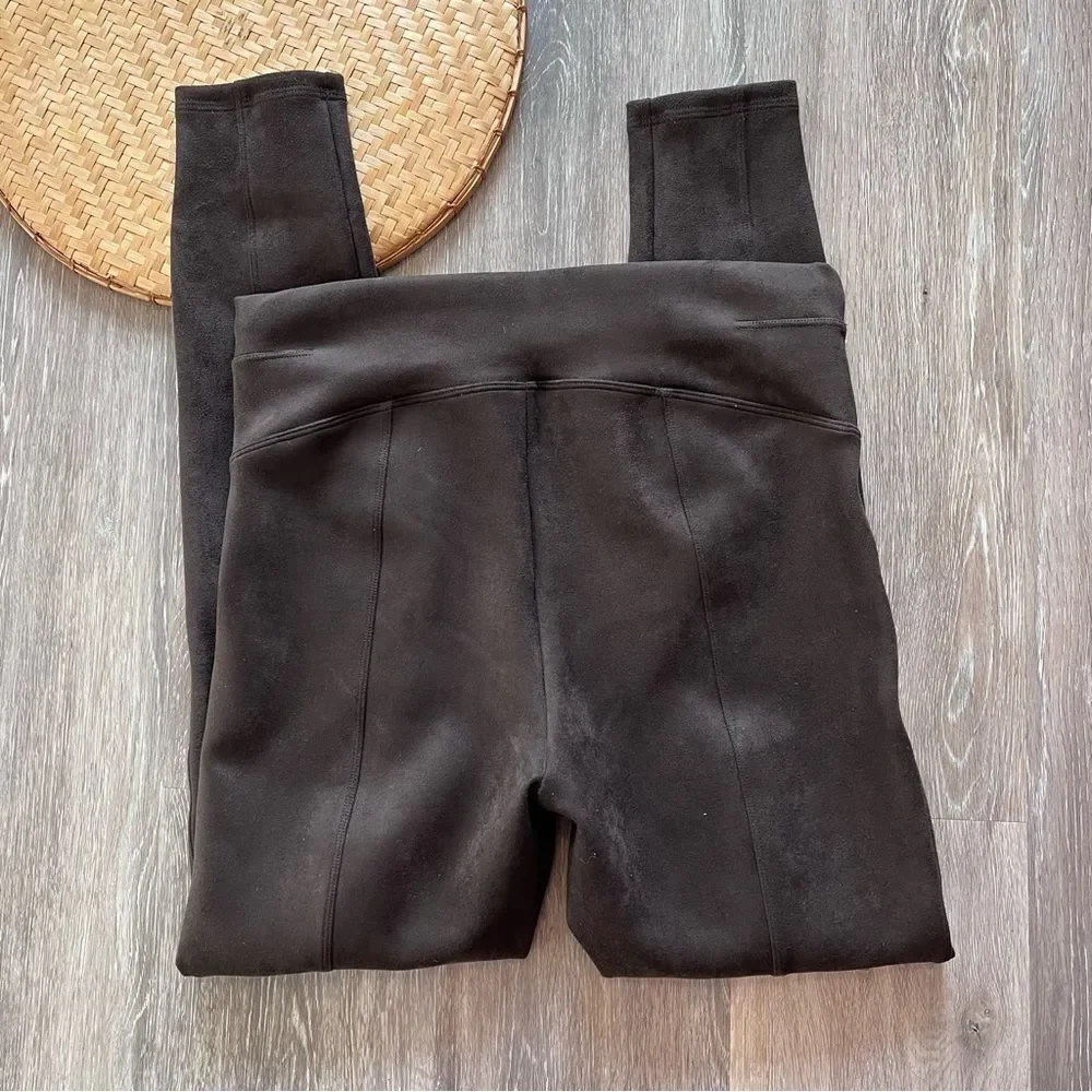SPANX chocolate brown faux leather leggings‎ women’s size L